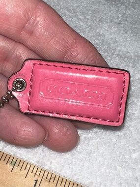 COACH Hot pink patent leather hang tag fob vintage Y2K